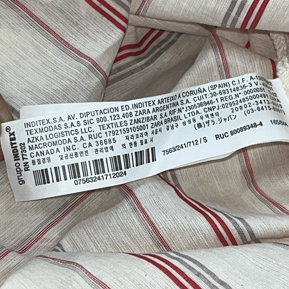 Zara Dress‎ Womens S Ivory Striped Peasant Boho Bohemian Beach Minimalist Retro - Picture 11 of 14